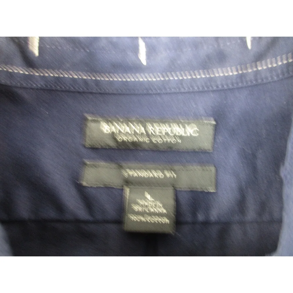 Banana Republic Shirt Mens L Navy Blue Organic Cotton Standard Fit Button Down